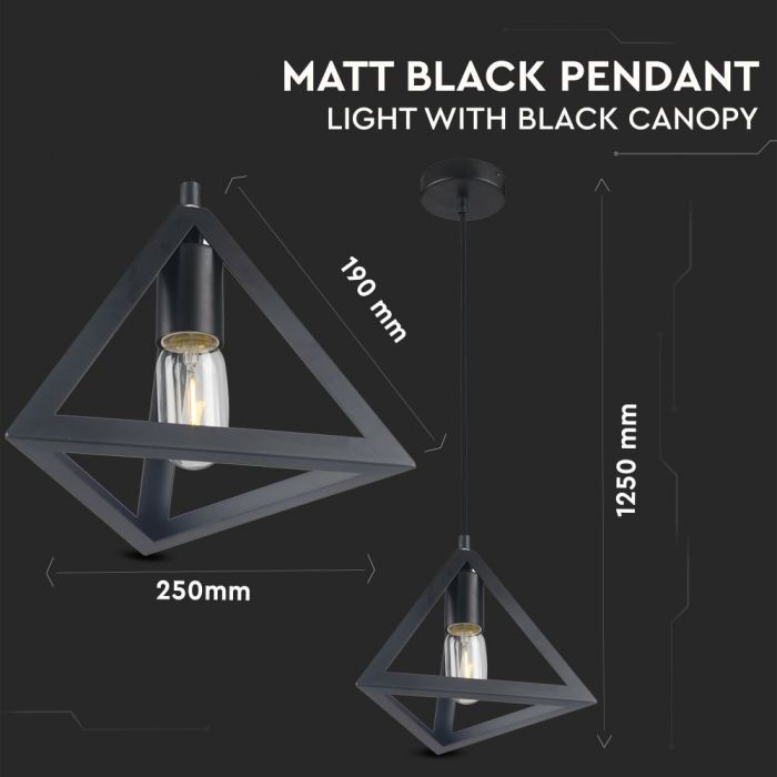 Геометрический патрон для лампы, D190, "Матовый черный", V-TAC