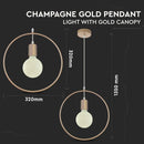 Iekarams spuldžu ietvars, metāla, D320, ''Champagne Gold", V-TAC