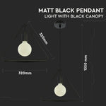 Держатель для подвесной лампы, металл, D320, ''Matt Black'', V-TAC