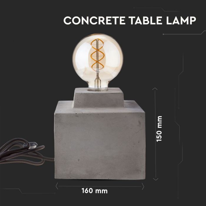 Table lamp, E27 base, without bulb, stone base, V-TAC