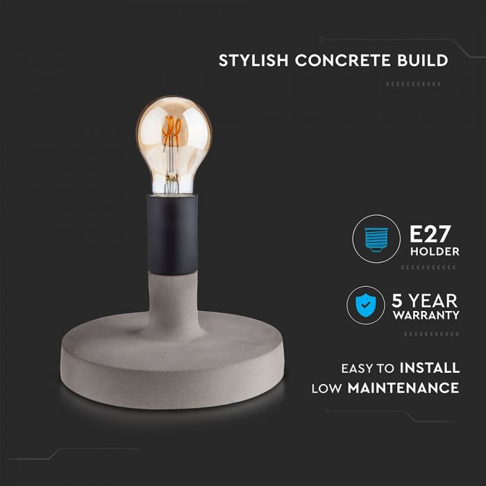 Galda lampa, E27 cokols, bez spuldzes, akmens pamatne, D170mm, V-TAC
