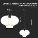 Hållare för upphängningslampa, glas, transparent, D265, ''Light clear glass'', V-TAC