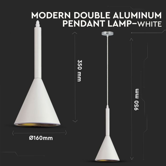 FOR SALE_Double lamp holder, aluminium, white, V-TAC