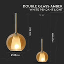 Sample sale_Uz E27 plinth Hanging lamp frame (double glass), glass amber and white, D180, V-TAC