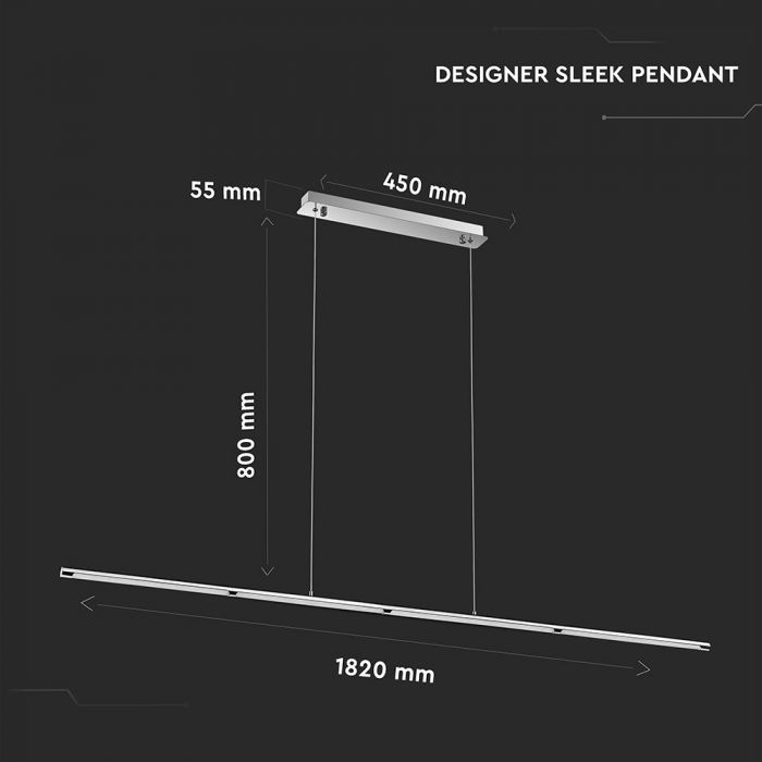 36W(2700Lm) LED-takarmatur, kromad metall, V-TAC, IP20, neutralvit 4000K