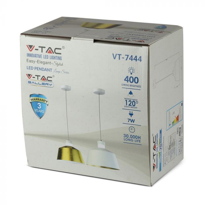 Подвесной светодиодный светильник 7W(400Lm), V-TAC, нейтральный белый 4000K