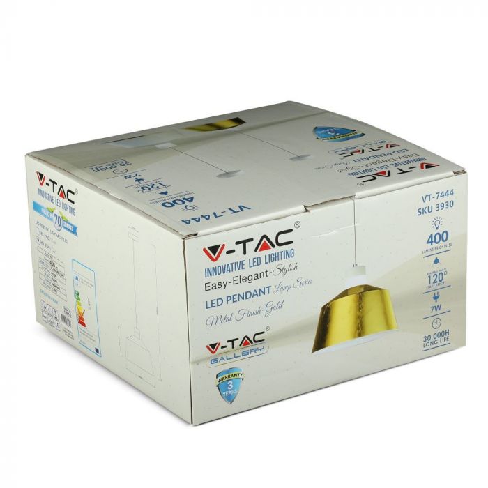 7W(400Lm) LED iekarams gaismeklis, V-TAC, IP20, neitrāli balta gaisma 4000K