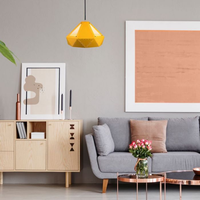 Ripplampide hoidik E27 soklile, kollane, metallist, V-TAC