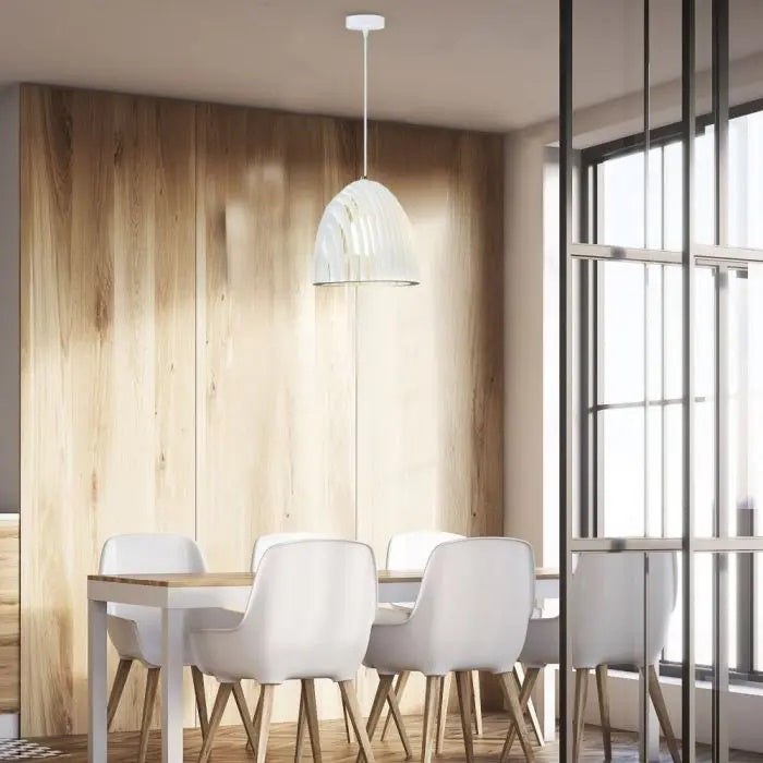 Hanging lamp frame on E27 plinth, glass, white, D:250x270 mm, V-TAC
