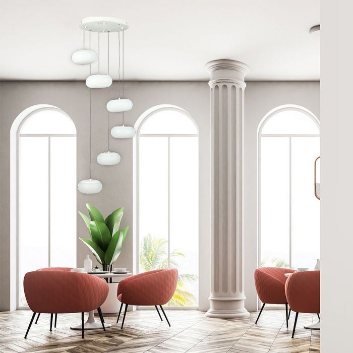 72W LED pendant design light, white, V-TAC, Ø390x2000mm, warm white light 3000K