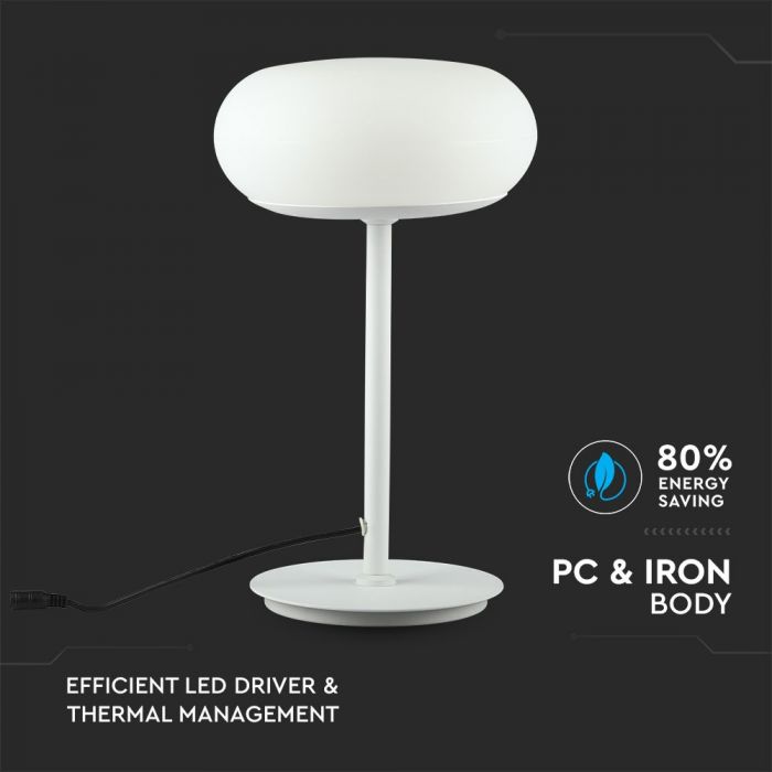 25W LED disainlaualamp, V-TAC, IP20, valge, timmitav, 3000K naturaalvalge
