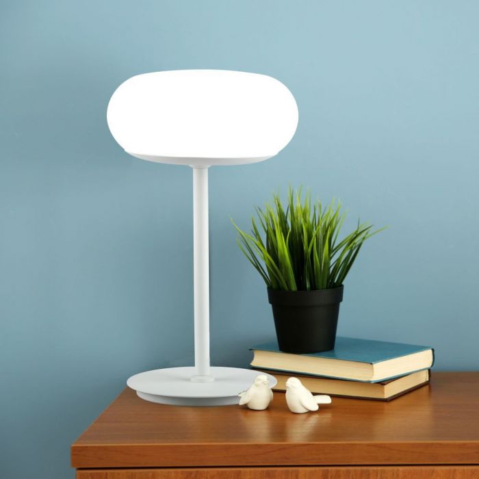 25W LED design table lamp, white, dimmable, warm white light 3000K