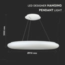 105W LED hanging design lamp, white, V-TAC, 910x2000mm, warm white light 3000K