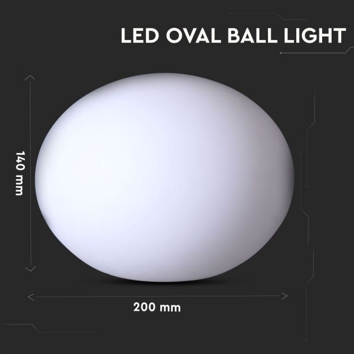 0.5W(18Lm) LED interjera apgaismojums, krāsaina RGB, IP67, litija baterija 10000 mAh uzlādējama, ar tālvadības pulti, 20 x 14 cm, V-TAC