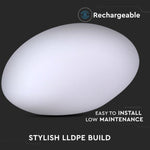 0.5W(18Lm) LED interjera apgaismojums, krāsaina RGB, IP67, litija baterija 10000 mAh uzlādējama, ar tālvadības pulti, 28 x 21 x 17 cm, V-TAC