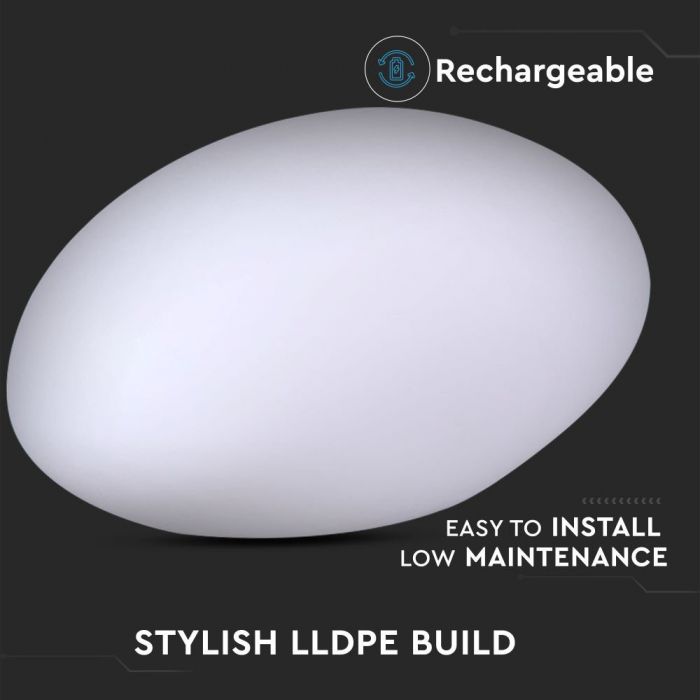 0.5W(18Lm) LED interjera apgaismojums, krāsaina RGB, IP67, litija baterija 10000 mAh uzlādējama, ar tālvadības pulti, 28 x 21 x 17 cm, V-TAC