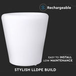 0.5W(18Lm) LED interjera apgaismojums, krāsaina RGB, IP67, litija baterija 10000 mAh uzlādējama, ar tālvadības pulti, 28 x 29 cm, V-TAC