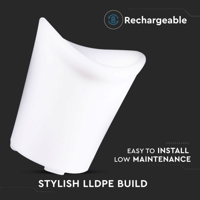 1,5W(54Lm) LED-inredningsbelysning, färgad RGB, IP54, uppladdningsbart litiumbatteri 20000 mAh, med fjärrkontroll, 33 x 35 cm, V-TAC