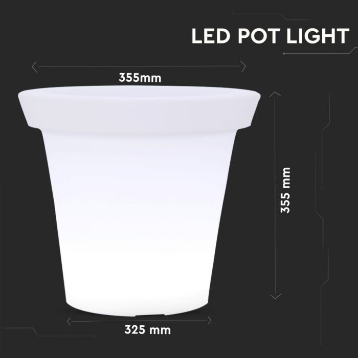 1,5W(54Lm) LED-inredningsbelysning, färgad RGB, IP54, uppladdningsbart litiumbatteri 20000 mAh, med fjärrkontroll, 35 x 35 x 33 cm, V-TAC