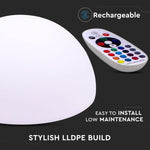 3W(108Lm) LED sisevalgusti, värviline RGB, IP54, laetav liitiumaku 3600 mAh, puldiga, 50 x 26 cm, V-TAC