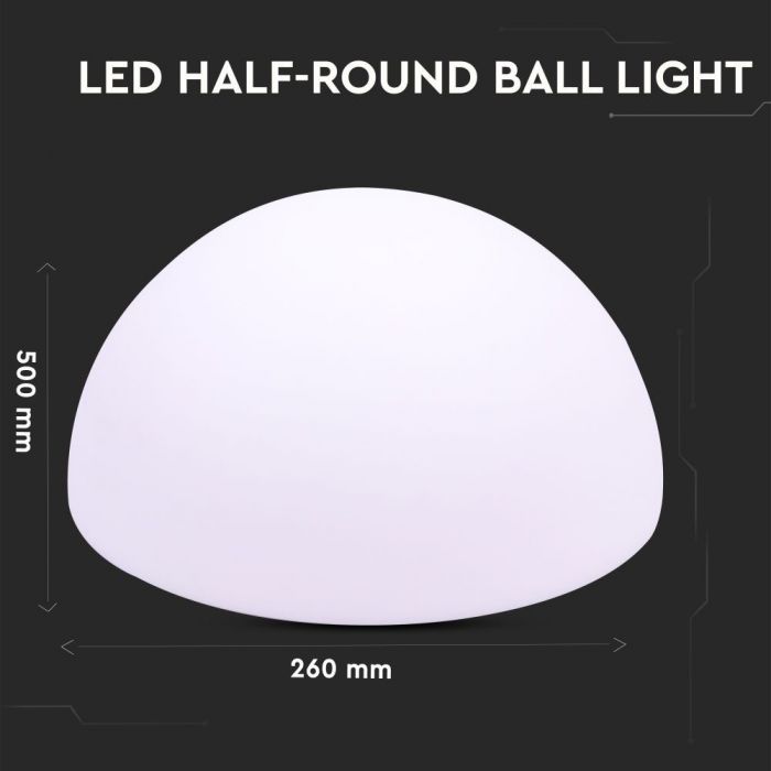 3W(108Lm) LED sisevalgusti, värviline RGB, IP54, laetav liitiumaku 3600 mAh, puldiga, 50 x 26 cm, V-TAC