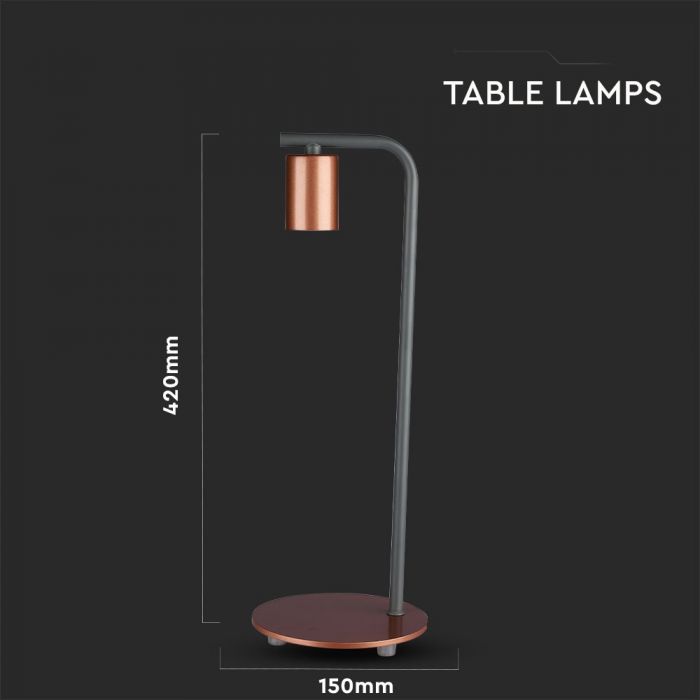 Dizaina galda lampa ar E27 cokolu, sarkana bronza, IP20, V-TAC