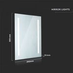 4W LED mirror luminaire, rectangular, chrome-plated, V-TAC, 500x390x35mm, IP44, with anti-glare surface, cool white 6400K