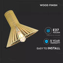 Hanging lamp frame on E27 plinth, with decorative chrome cap and wooden lampshade D350*H310MM, IP20, max60W, V-TAC