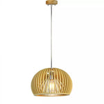 Hanging lamp frame on E27 plinth, with decorative chrome cap and wooden lampshade D250*H450MM, IP20, max60W, V-TAC