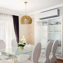 Hanging lamp frame on E27 base, with decorative chrome cap and wooden lampshade D440*H280MM, IP20, max60W, V-TAC