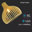 Hanging lamp frame on E27 plinth, with decorative chrome cap and wooden lampshade D450*H450MM, IP20, max60W, V-TAC