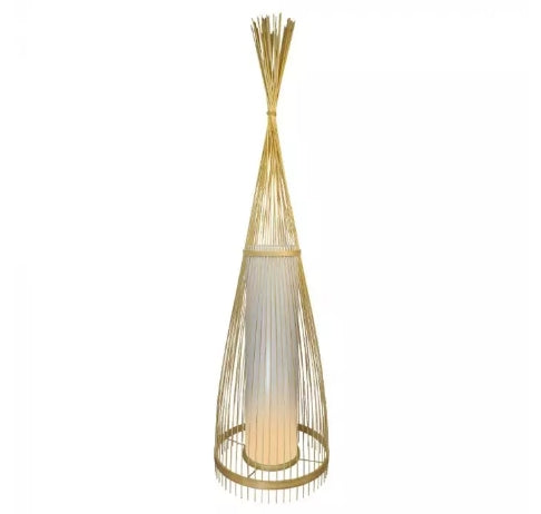 Koka grīdas lampa ar rotangpalmas abažūru D300 * 1000mm