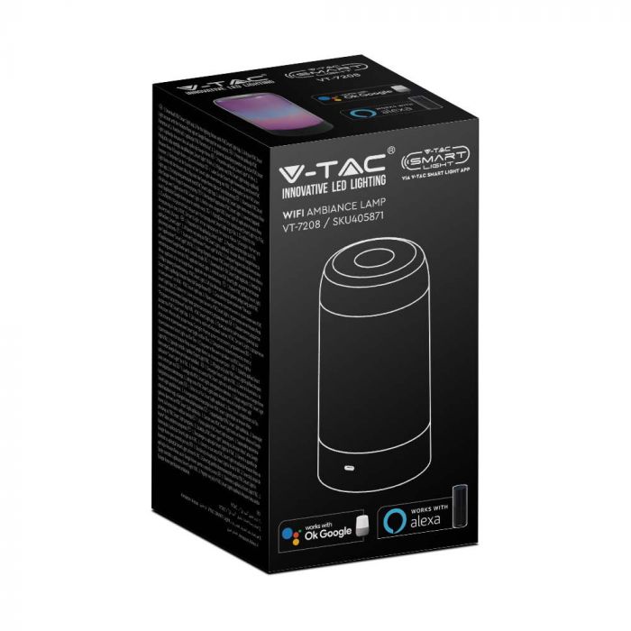 8W LED RGB Bluetooth speaker, dimmable Via V-TAC Smart Light App, black, IP20
