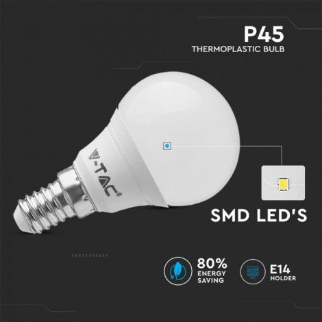 E14 4W(320Lm) LED Spuldze, G45, V-TAC, auksti balta gaisma 6000K