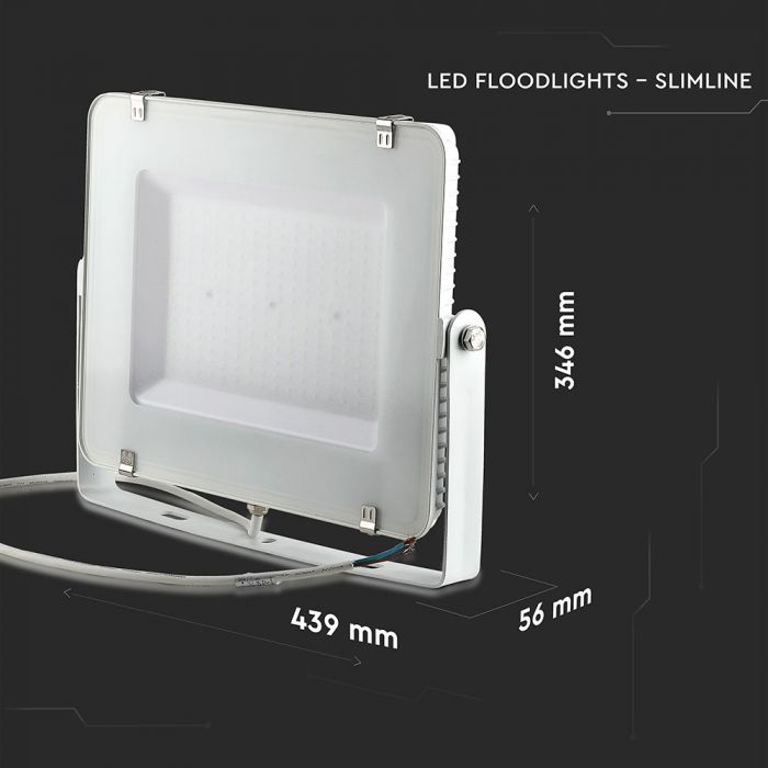 200Вт(16 000Лм) светодиодный прожектор V-TAC SAMSUNG, IP65, гарантия 5 лет, белый корпус, холодный белый 6400К