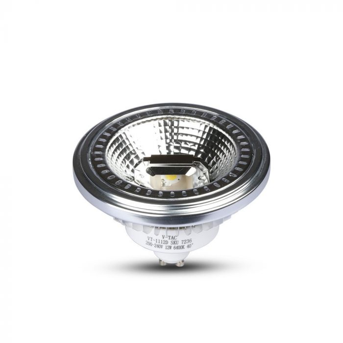 GU10 AR111 12W(650Lm) LED Spuldze, V-TAC, auksti balta gaisma 6000K