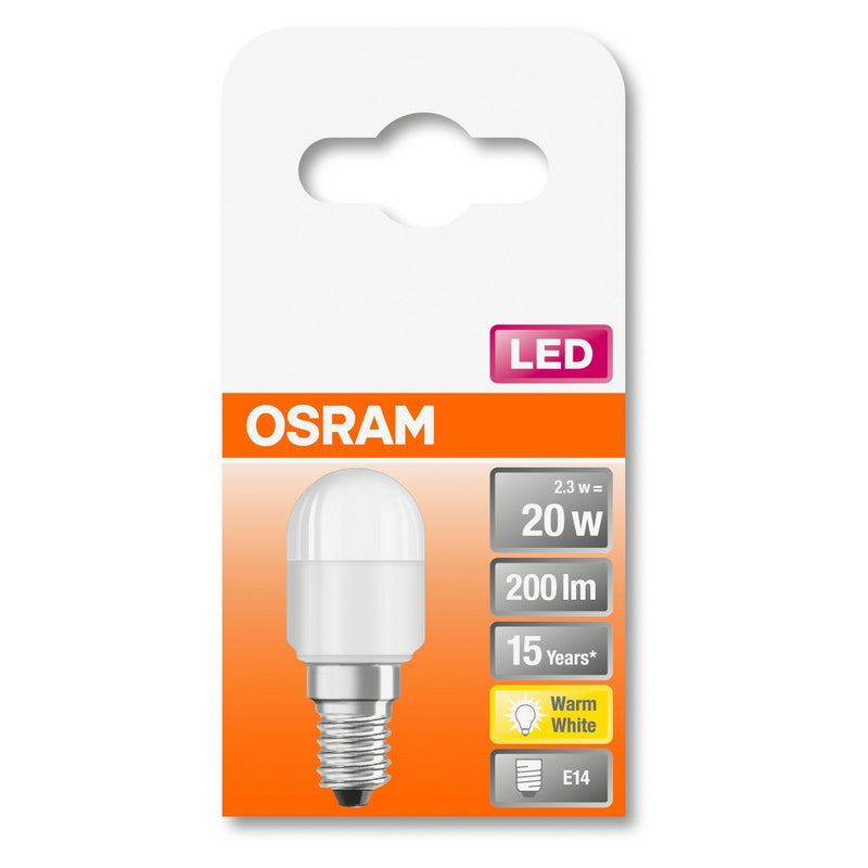 E14 2.3W(200Lm) OSRAM LED SUPERSTAR Spuldze, T26, IP20, silti balta gaisma 2700K