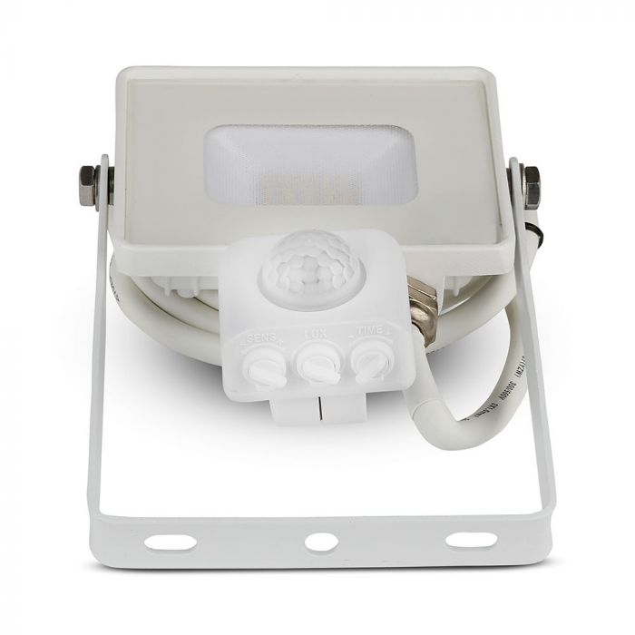 10W(800Lm) LED Floodlight with motion sensor, V-TAC SAMSUNG, warranty 5 years, white body, warm white light 3000K