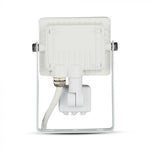 10W(800Lm) LED-strålkastare med rörelsesensor, V-TAC SAMSUNG, 5 års garanti, vitt hölje, varmvitt ljus 3000K