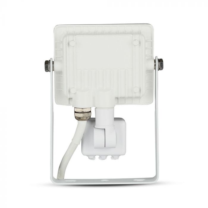 10W(800Lm) LED-strålkastare med rörelsesensor, V-TAC SAMSUNG, 5 års garanti, vitt hölje, varmvitt ljus 3000K