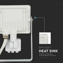 10W(800Lm) LED-strålkastare med rörelsesensor, V-TAC SAMSUNG, 5 års garanti, vitt hölje, varmvitt ljus 3000K