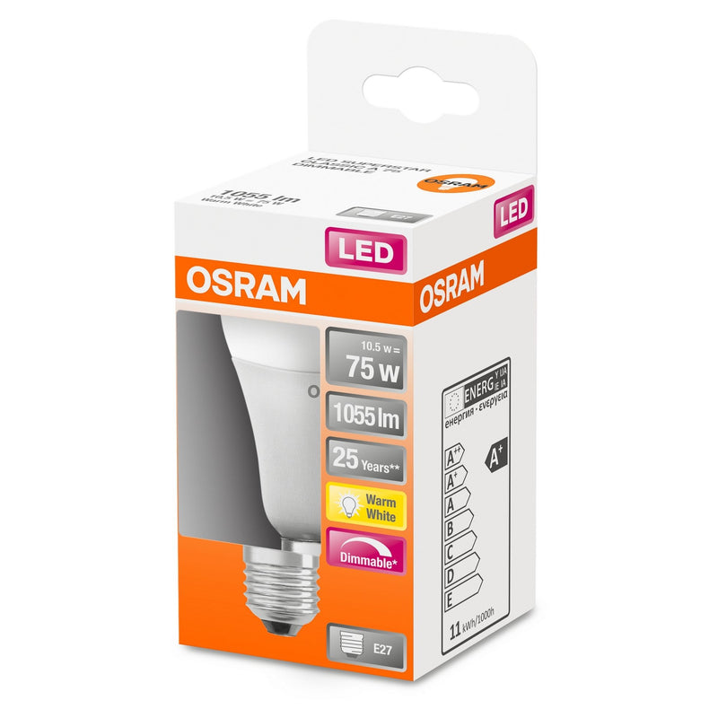 E27 10.5W(1055Lm) OSRAM LED SUPERSTAR Spuldze, dimmējama, silti balta gaisma 2700K