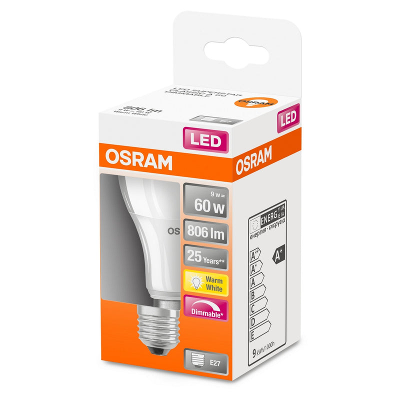 E27 9W(806Lm) OSRAM LED SUPERSTAR lamp, IP20, dimmerdatav, soe valge 2700K