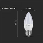 E27 5.5W(470Lm) LED Spuldze, sveces formas, V-TAC, auksti balta gaisma 6400K