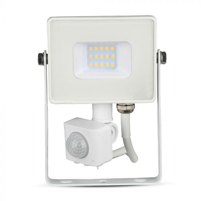 10W(800Lm) LED Prožektors ar kustības sensoru, V-TAC SAMSUNG, garantija 5 gadi, balts korpuss, auksti balta gaisma 6400K