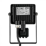 10W(800Lm) LED-strålkastare med rörelsesensor, V-TAC SAMSUNG, 5 års garanti, svart hölje, varmvitt ljus 3000K