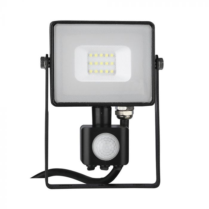 10W(800Lm) LED-strålkastare med rörelsesensor, V-TAC SAMSUNG, 5 års garanti, svart hölje, varmvitt ljus 3000K