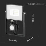 10W(800Lm) LED-strålkastare med rörelsesensor, V-TAC SAMSUNG, 5 års garanti, svart hölje, neutralvit 4000K