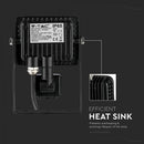 10W (800Lm) LED valgusfoor liikumisanduriga, V-TAC SAMSUNG, 5-aastane garantii, must korpus, neutraalne valge 4000K