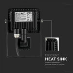 10W(800Lm) LED-strålkastare med rörelsesensor, V-TAC SAMSUNG, 5 års garanti, svart hölje, neutralvit 4000K
